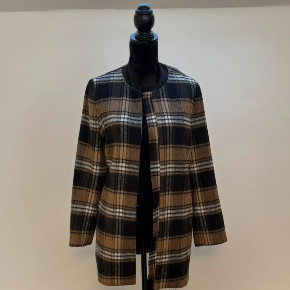 Plaid Women's Jacket - Black and Brown ELLE FASHION BRAND - Picture 1 of 10